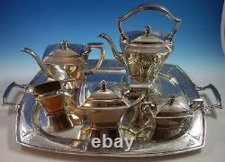 Panthéon Par International Sterling Silver Tea Set 5pc Avec Plateau (#2175)