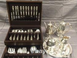 Vtg. Sterling Silver International Royal Danish Flatware And Tea Set 85 Pièces
